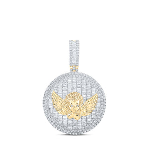 10kt Yellow Gold Mens Round Diamond Angel Charm Pendant 4-1/4 Cttw