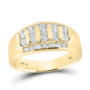 14kt Yellow Gold Mens Round Diamond Channel-set Band Ring 1 Cttw