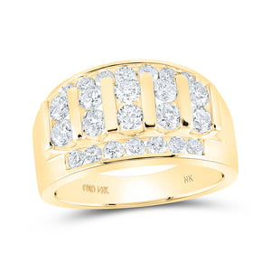 14kt Yellow Gold Mens Round Diamond Channel-set Band Ring 2 Cttw