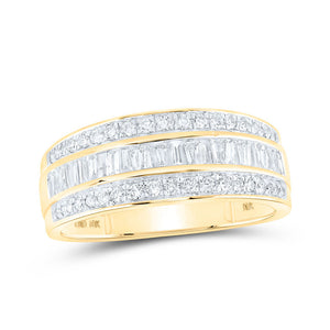 10kt Yellow Gold Mens Baguette Diamond Band Ring 7/8 Cttw