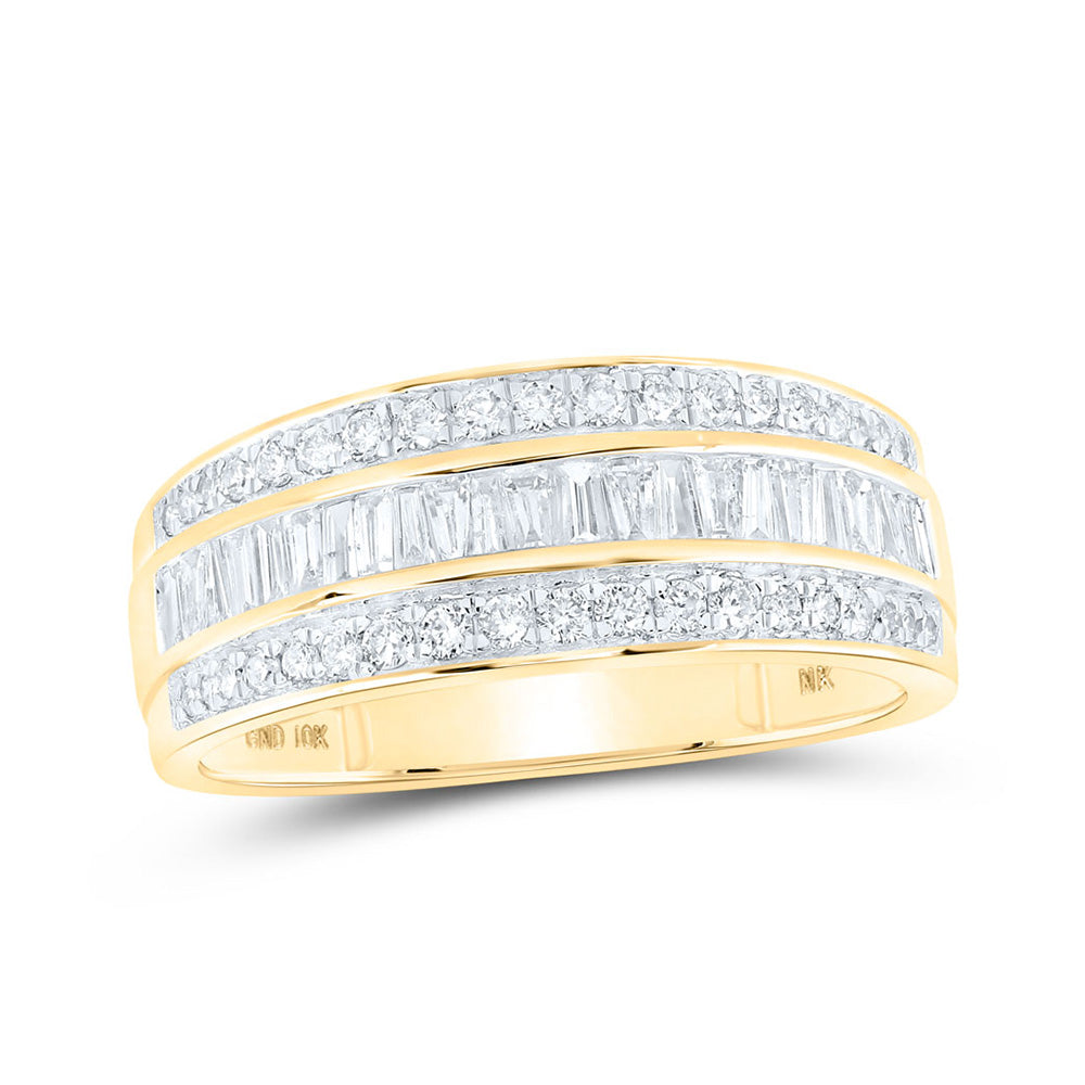 10kt Yellow Gold Mens Baguette Diamond Band Ring 7/8 Cttw