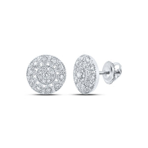 10kt White Gold Womens Round Diamond Circle Earrings 3/8 Cttw