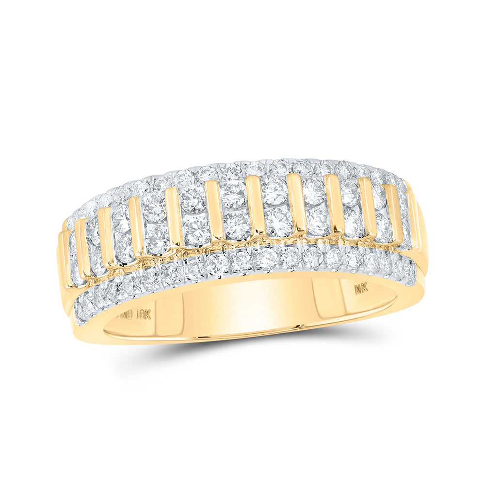 10kt Yellow Gold Mens Round Diamond Band Ring 1 Cttw