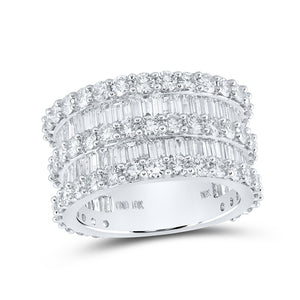 10kt White Gold Mens Baguette Diamond Eternity Ring 6-7/8 Cttw