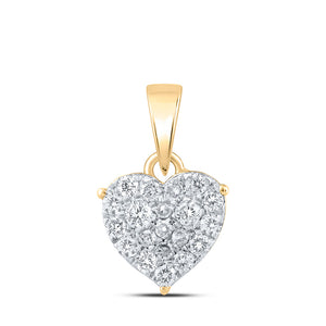 10kt Yellow Gold Womens Round Diamond Heart Pendant 1/4 Cttw