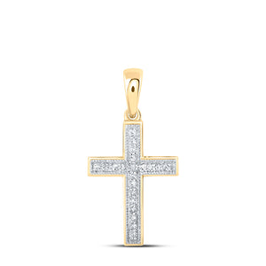 10kt Yellow Gold Womens Round Diamond Cross Pendant 1/10 Cttw