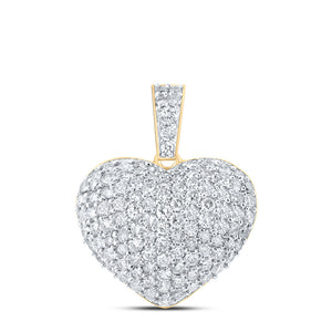 10kt Yellow Gold Womens Round Diamond Heart Pendant 1 Cttw