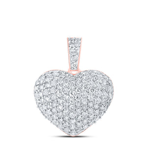 10kt Rose Gold Womens Round Diamond Heart Pendant 1 Cttw