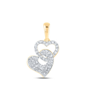 10kt Yellow Gold Womens Round Diamond Heart Pendant 3/8 Cttw