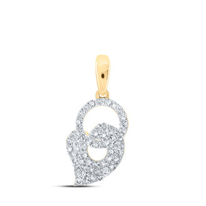 10kt Yellow Gold Womens Round Diamond Heart Pendant 3/8 Cttw