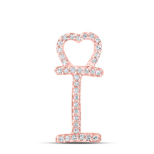 10kt Rose Gold Womens Round Diamond I Heart Letter Pendant 1/10 Cttw