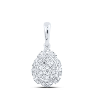 10kt White Gold Womens Round Diamond Teardrop Pendant 1/5 Cttw