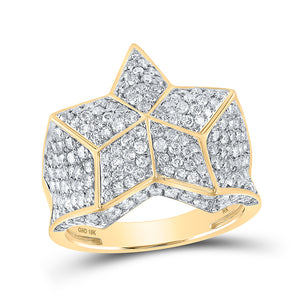 10kt Yellow Gold Mens Round Diamond Star Ring 3-1/2 Cttw