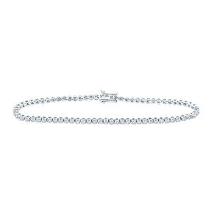 14kt White Gold Womens Round Diamond Single Row Tennis Bracelet 1-1/5 Cttw