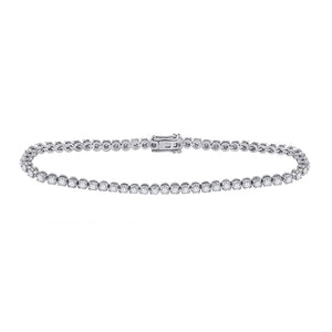 14kt White Gold Womens Round Diamond Single Row Tennis Bracelet 2 Cttw