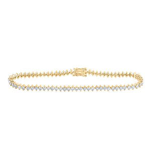 14kt Yellow Gold Womens Round Diamond Single Row Tennis Bracelet 3-1/4 Cttw