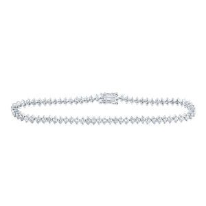 14kt White Gold Womens Round Diamond Tennis Bracelet 3-1/4 Cttw