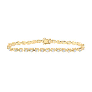 14kt Yellow Gold Womens Round Diamond Fashion Bracelet 2-5/8 Cttw