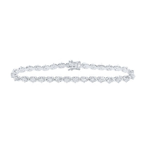 14kt White Gold Womens Round Diamond Fashion Bracelet 2-5/8 Cttw