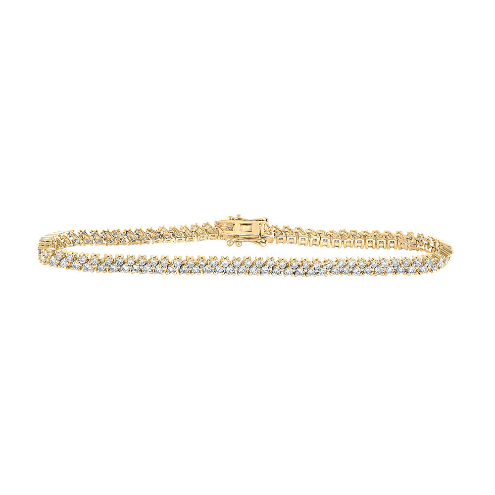 14kt Yellow Gold Womens Round Diamond Tennis Bracelet 2-7/8 Cttw