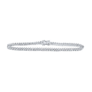 14kt White Gold Womens Round Diamond Tennis Bracelet 2-7/8 Cttw