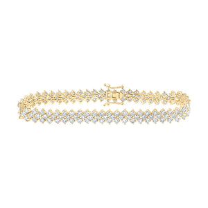 14kt Yellow Gold Womens Round Diamond Tennis Bracelet 8-3/8 Cttw