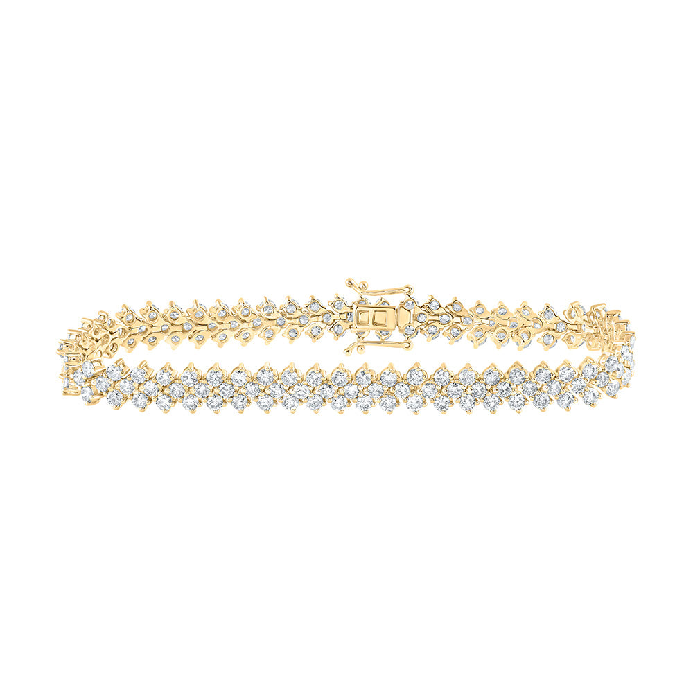 14kt Yellow Gold Womens Round Diamond Tennis Bracelet 8-3/8 Cttw