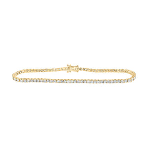 14kt Yellow Gold Womens Round Diamond Single Row Tennis Bracelet 3-3/8 Cttw