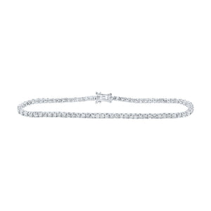 14kt White Gold Womens Round Diamond Single Row Tennis Bracelet 3-3/8 Cttw