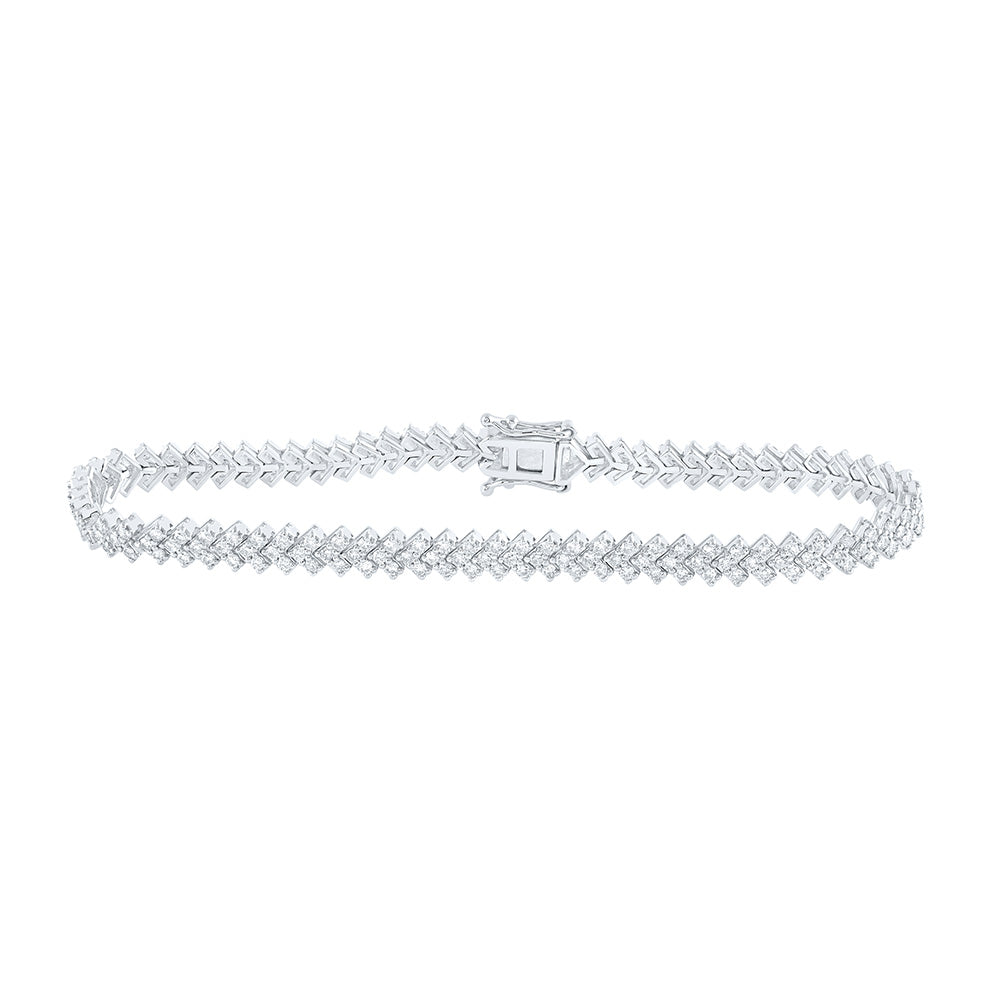 14kt White Gold Womens Round Diamond Tennis Bracelet 2-1/2 Cttw