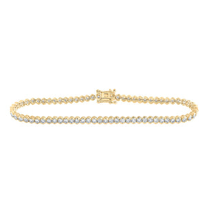 14kt Yellow Gold Womens Round Diamond Single Row Tennis Bracelet 3 Cttw