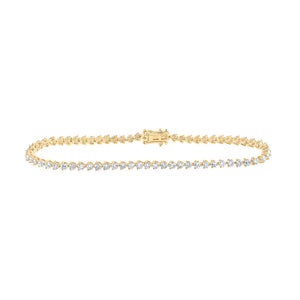 14kt Yellow Gold Womens Round Diamond Single Row Tennis Bracelet 2-3/4 Cttw