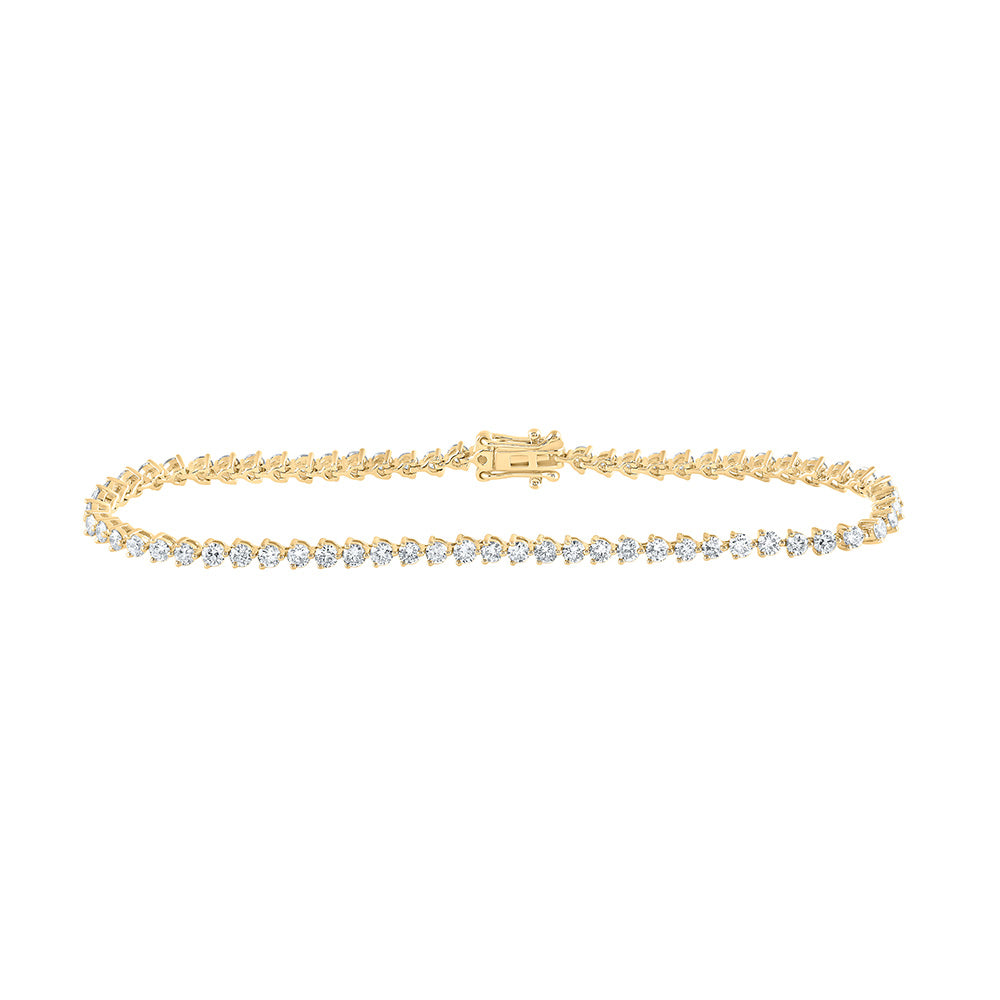 14kt Yellow Gold Womens Round Diamond Single Row Tennis Bracelet 2-3/4 Cttw