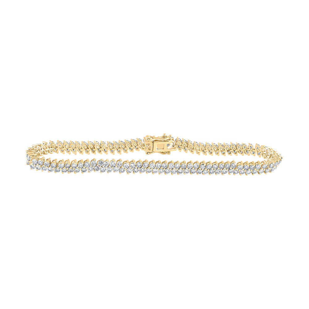 14kt Yellow Gold Womens Round Diamond Tennis Bracelet 4-7/8 Cttw