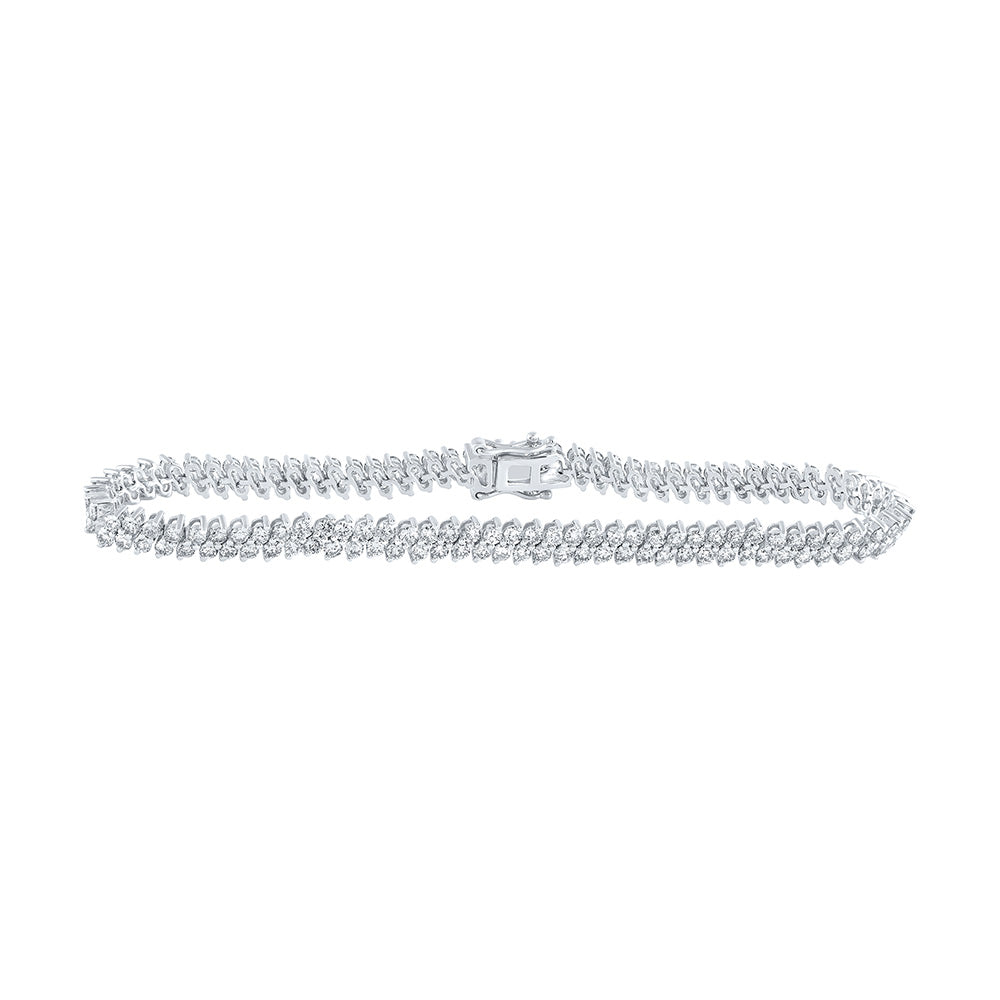 14kt White Gold Womens Round Diamond Tennis Bracelet 4-7/8 Cttw