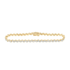 14kt Yellow Gold Womens Round Diamond Tennis Bracelet 3-1/2 Cttw