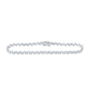 14kt White Gold Womens Round Diamond Tennis Bracelet 3-1/2 Cttw