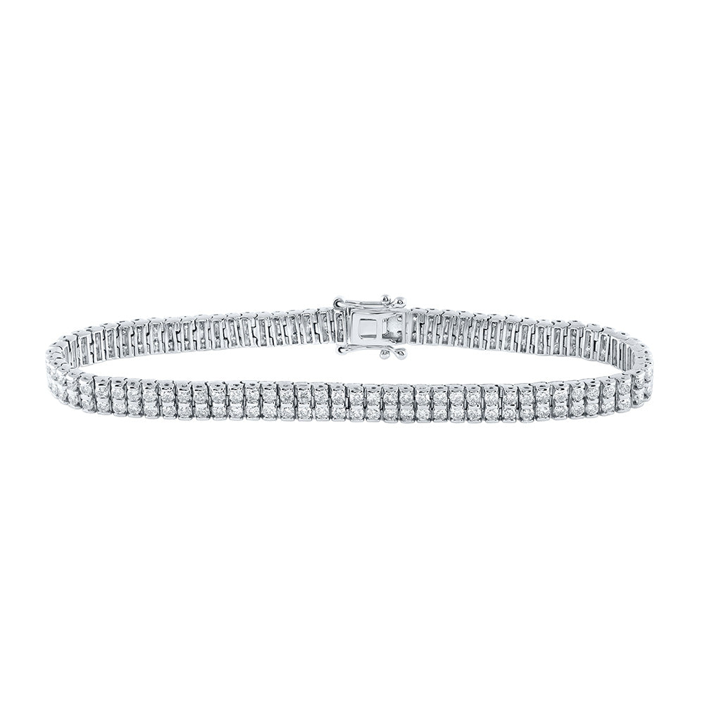 14kt White Gold Womens Round Diamond Double Row Tennis Bracelet 4-1/5 Cttw