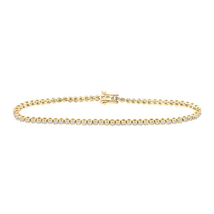 14kt Yellow Gold Womens Round Diamond Single Row Tennis Bracelet 1-1/5 Cttw