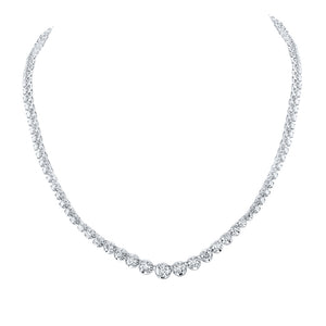 14kt White Gold Womens Round Diamond Graduated Tennis Necklace 7-7/8 Cttw