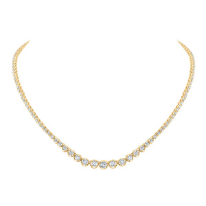 14kt Yellow Gold Womens Round Diamond Graduated Tennis Necklace 5-3/4 Cttw