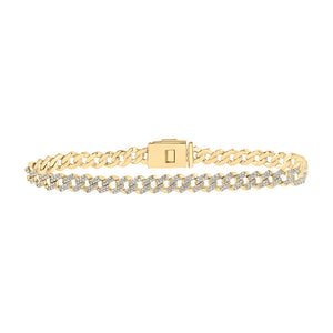 10kt Yellow Gold Mens Round Diamond Curb Link Link Bracelet 3 Cttw