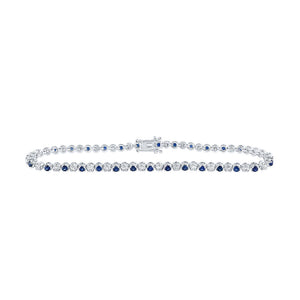 14kt White Gold Womens Round White Sapphire Diamond Tennis Bracelet 2-1/3 Cttw