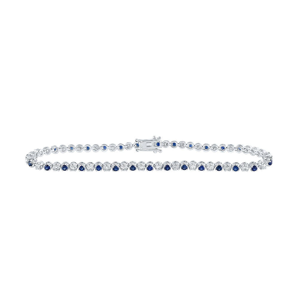 14kt White Gold Womens Round White Sapphire Diamond Tennis Bracelet 2-1/3 Cttw