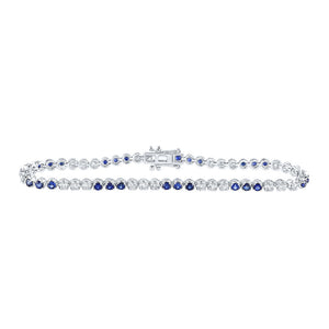 14kt White Gold Womens Round White Sapphire Diamond Tennis Bracelet 3-1/3 Cttw