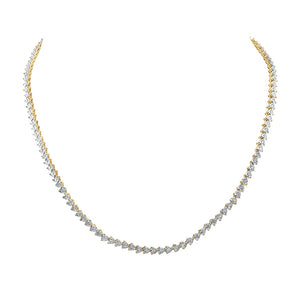 10kt Yellow Gold Womens Round Diamond Heart 18-inch Link Necklace 2-1/3 Cttw