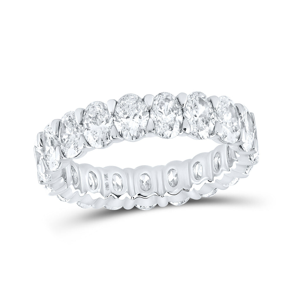 14kt White Gold Womens Oval Diamond Eternity Wedding Band 4-5/8 Cttw