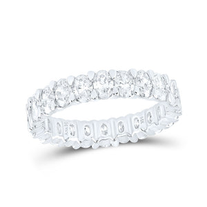 14kt White Gold Womens Oval Diamond Eternity Wedding Band 3-1/4 Cttw