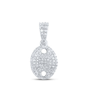 10kt White Gold Womens Round Diamond Oval Pendant 1/3 Cttw