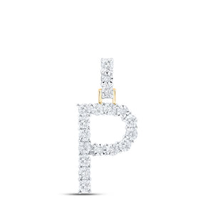 10kt Yellow Gold Womens Round Diamond P Initial Letter Pendant 1/10 Cttw